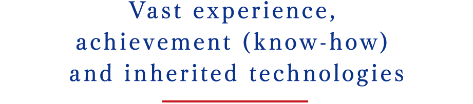 Vast experience, achievement (know-how) and inherited technologies